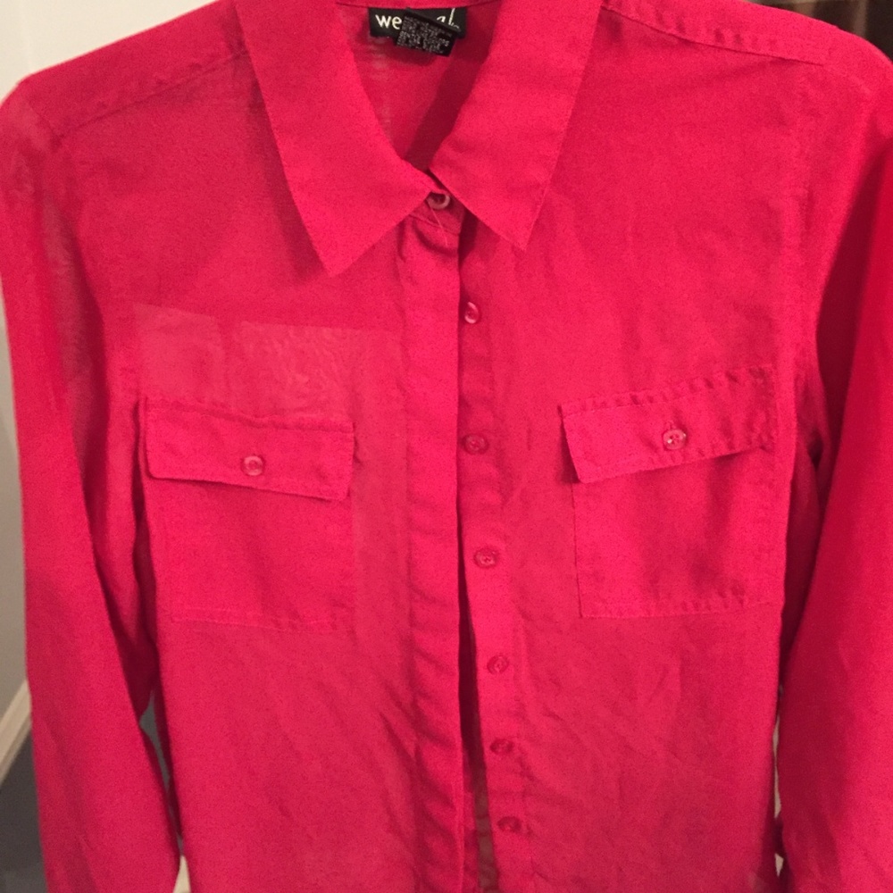 Pink Lightweight Button Down Blouse